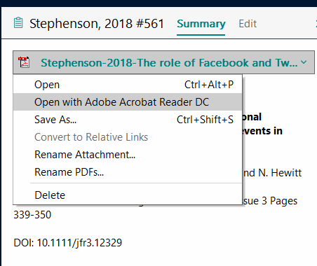 EndNoteに取り込んだPDFはAcrobatなどのPDFリーダーで開くことも可能。